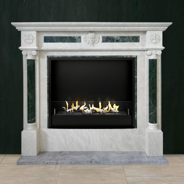 Биокамин в мраморном портале Firezo Carisma
